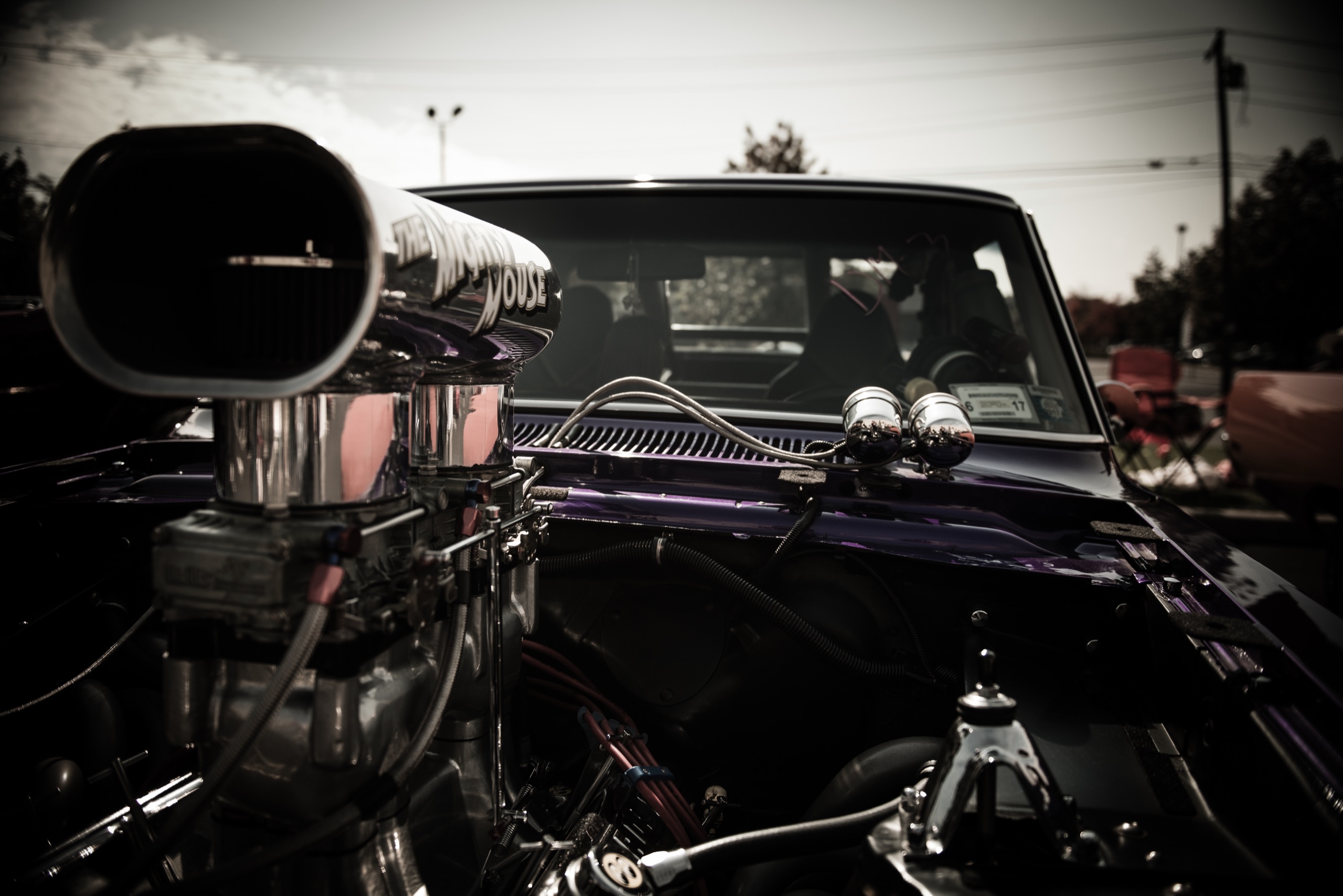 A custom car build on display